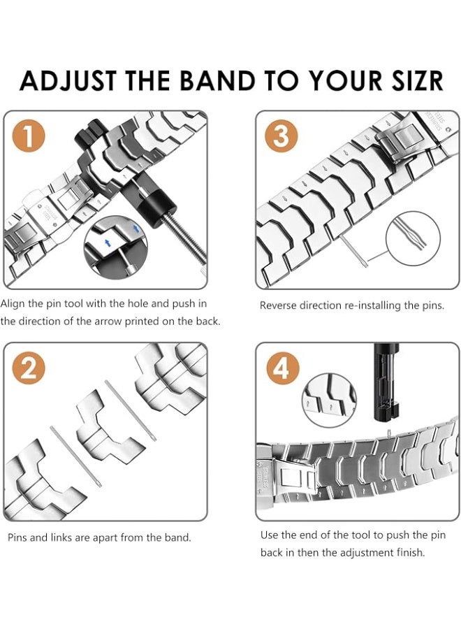 حزام الفولاذ المقاوم للصدأ ، مناسب لأحزام الساعة ، حزام معدني ، مع مشبك قابل للطي - Image 4